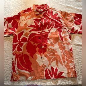 Tommy Bahama - Men's Large (L) short sleeve button down 100% linen shirt floral